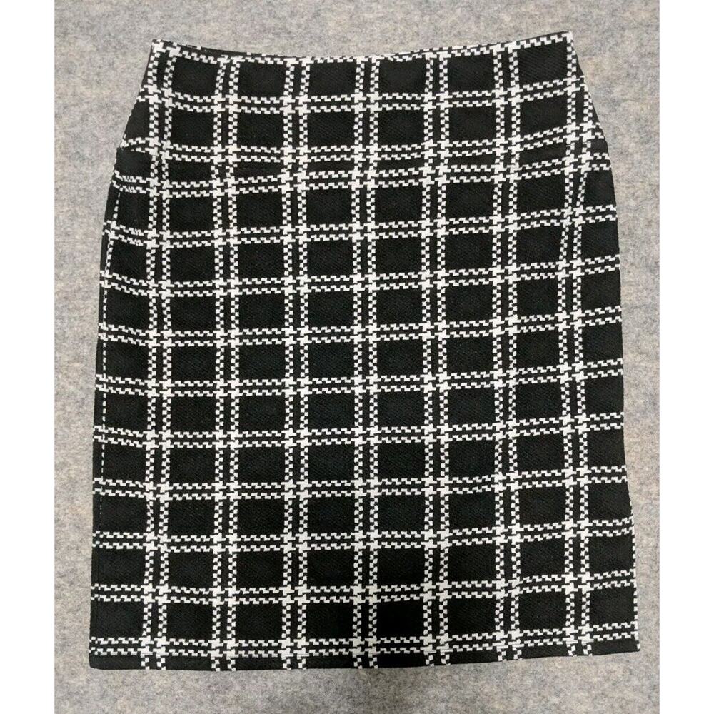 Halogen Black and White Plaid Pencil Skirt Size 2X Work Business School